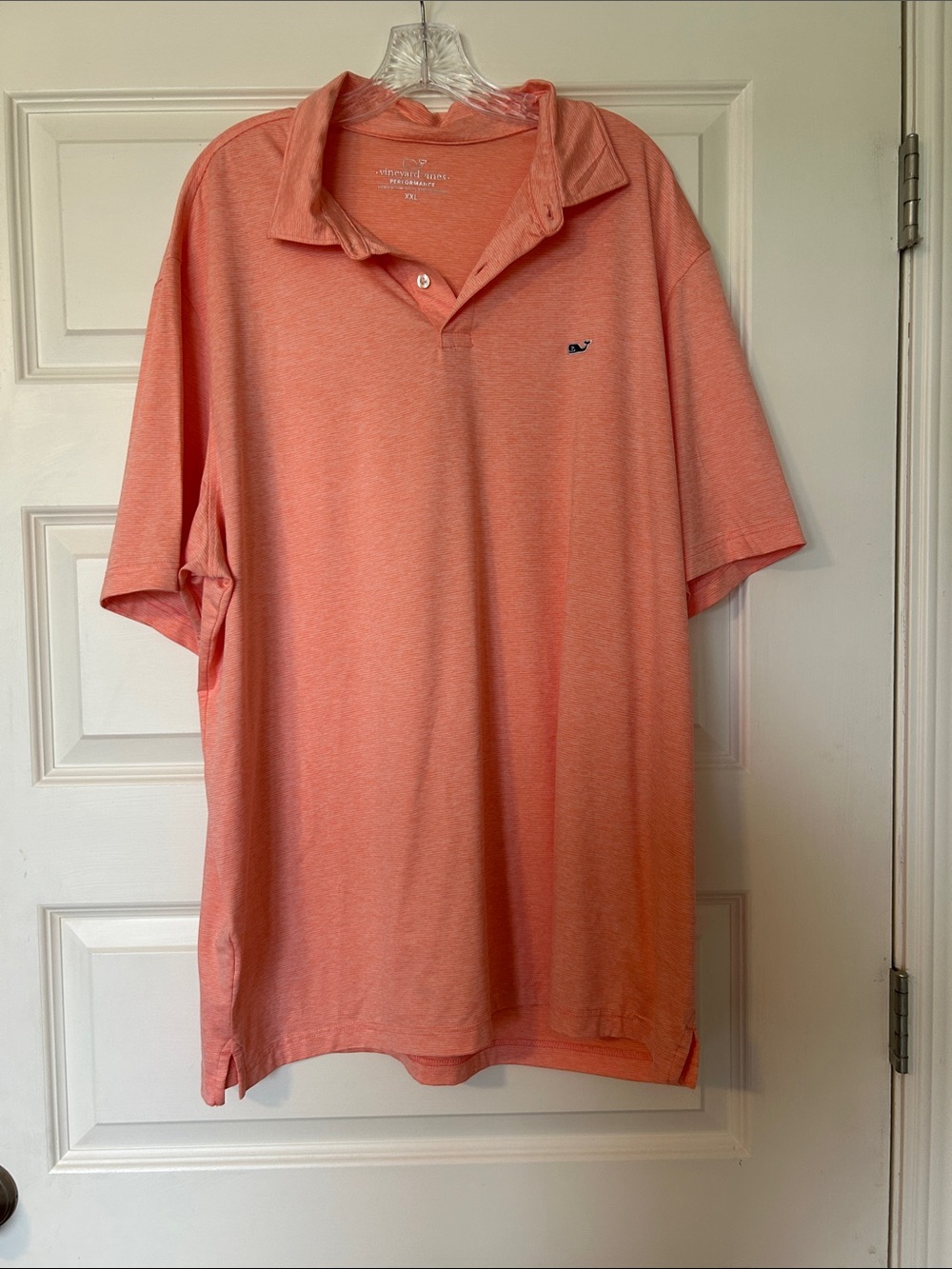 Vineyard Vines Men's Coral-Pink Polo Shirt with Whale Logo